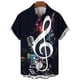 thumbnail image 3 of Camisa hawaiana con estampado 3D de saxofón musical para hombre, camisetas de manga corta con partituras musicales y guitarra, camisetas casuales de moda estilo Harajuku, 3 of 5