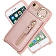 thumbnail image 5 of iPhone SE 2022/2020 Phone Case with Card Holder,iPhone 7/8 Case Wallet for Women Men with Strap,Crossbody Lanyard Cases with Credit Card Slots Kickstand and Stand Ring Holder Case,4.7",RoseGold, 5 of 8