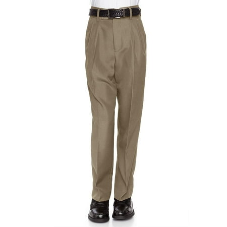 Brown Corduroy Boys Overalls - RGM 100% Dacron, Flat Front, Boys Slim Dress Slacks