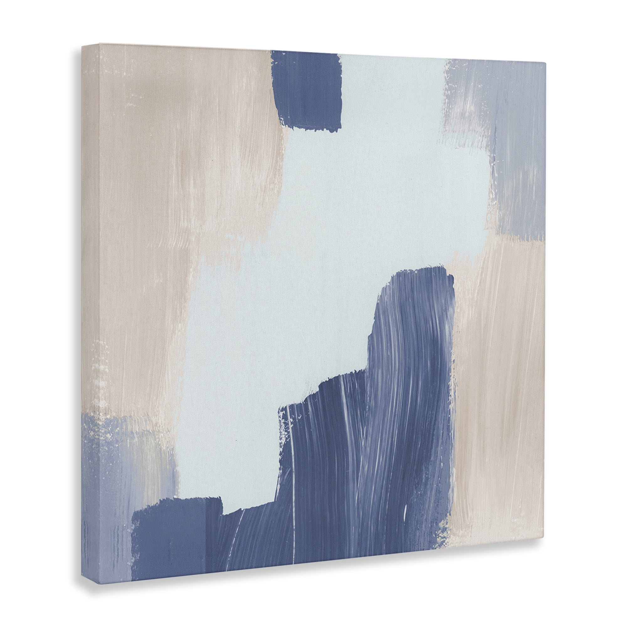 Stupell Industries Blue Layered Paint Strokes Abstract Painting Gallery Wrapped Canvas Art Print Wall Art, 30 x 30