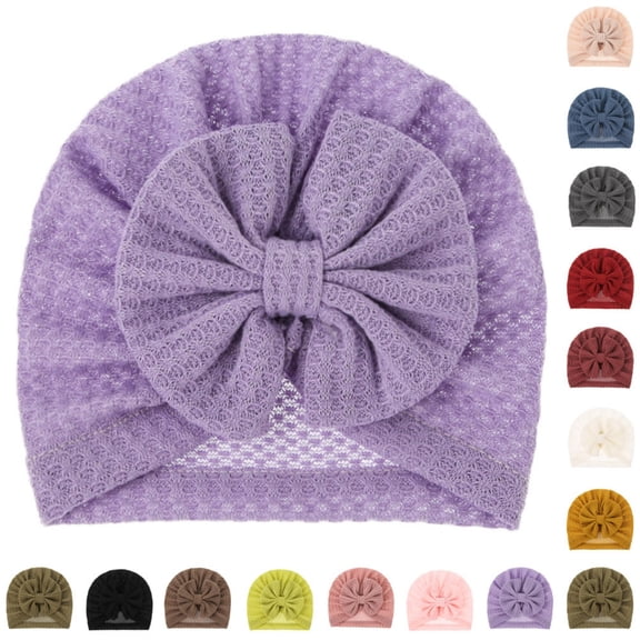 THDHVS Newborn Hats,Baby HatKnitted Beanie with Bow Decor Matching Headband Soft Elastic Hair Accessory for Infant Girls Black Free Size