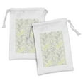thumbnail image 1 of Grey Fabric Pouch Set of 2, Leaves Motif with Stripes and Branches Creative Repetitive Plants Flower Fall Theme, Drawstring Bag for Toiletries Masks and Favors, 9" x 6", Grey Green, by Ambesonne, 1 of 2