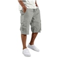 thumbnail image 3 of BiZtdJrK Cargo Shorts for Men Below Knee Length Hiking Work Shorts Solid Color Casual Relaxed Fit Multi Pockets Long Shorts Gray M, 3 of 8