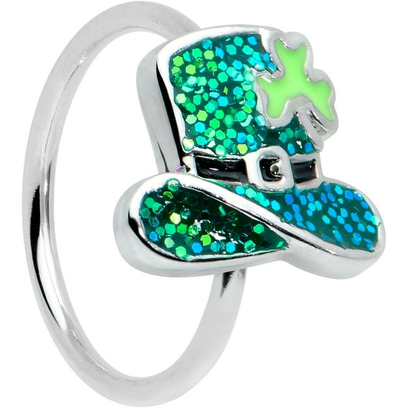 Body Candy Womens 20G 316L Steel Nose Ring Top Hat Shamrock Mens Nose Hoop Ring Circular Nose Ring 5/16”