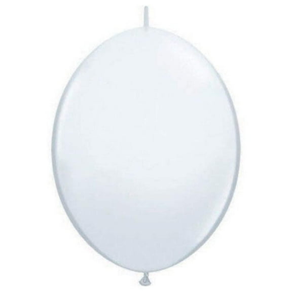6 inch Qualatex Quicklink - White Latex Balloons (50 Pack) - Party Supplies Decorations