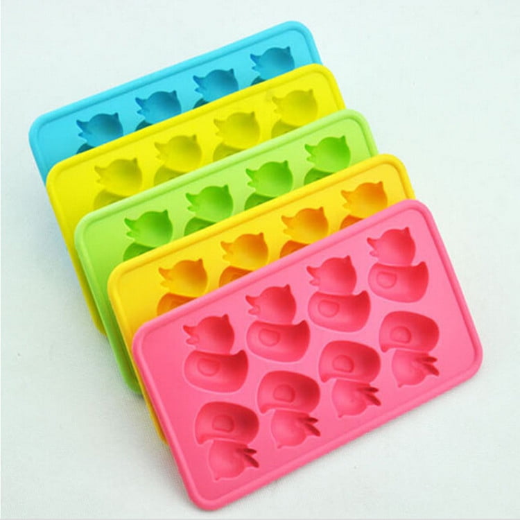 Cute Animal Ice Cube Trays 3 Pack Silicone Easy Release Ice Molds Trays/DIY  Chocolate Mold Candy Mold Cake Mold with Duck Fish and Fish Bones 