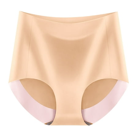 

Tummy Control Underwear For Women Breathable Wicking Microfiber High Waist Ice Silk High-Rise Underwear Beige XL