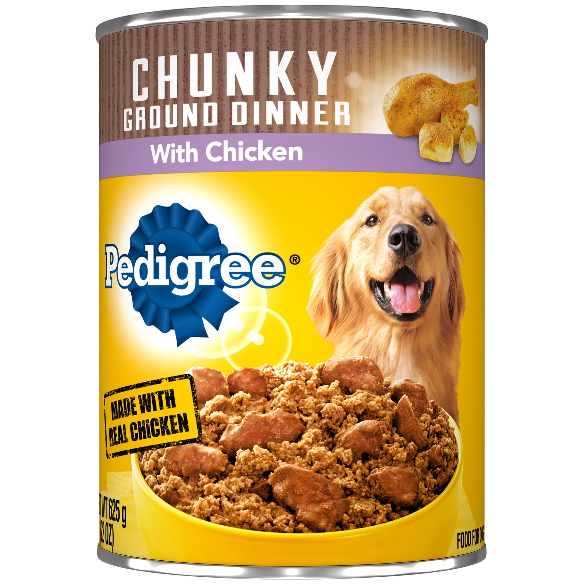 PEDIGREE Chunky Ground Dinner Chicken Canned Wet Adult Dog Food, 22 Oz