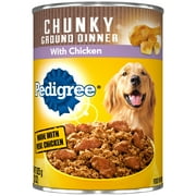 PEDIGREE Chunky Ground Dinner Chicken Canned Wet Adult Dog Food, 22 Oz.