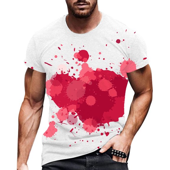 Sngxgn Mens Crew Neck Regular T-Shirts Short Sleeve Lightweight Tees (Pink,XL)