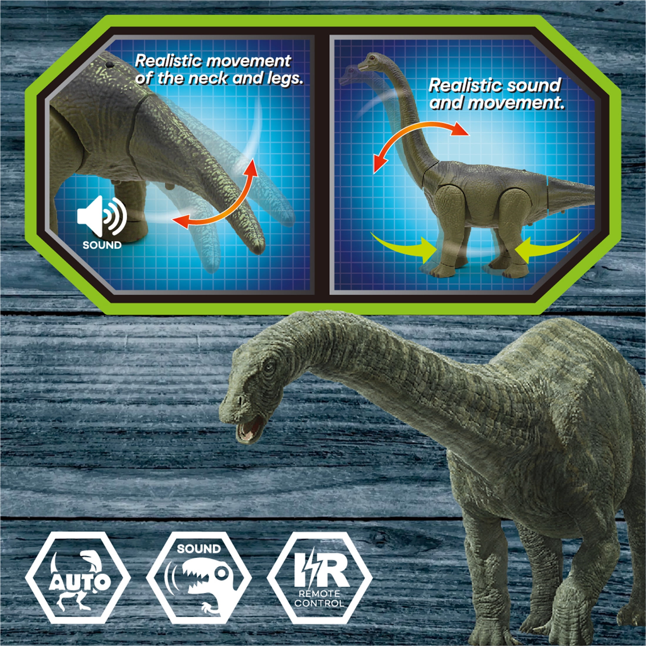 KOPPOP Infrared Remote Control Brachiosaurus, Long Neck Dinosaur with Smooth Walking Motion & Easy Operation Educational Animal Model