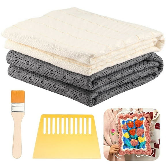 83 x 39'' Tufting Cloth with Mark Lines, Polyester Cotton Punch Needle Fabric with 71 x 31.5'' Backing Fabric, Carpet Rug Tufting Cloth Kit