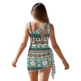 thumbnail image 3 of SEANATIVE Girls Swimsuits One-Piece Bathing Suit with Mesh Cover Up Skirt Lightweight Soft Swimwear Cut Out Design Beachwear with Adjustable Strap, Size 17-18, Tribal Pattern Teal, 3 of 7