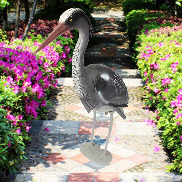 Large Plastic Garden Decor Ornament Bird Resin Decoy Heron Scarer Fish