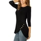 thumbnail image 4 of INSPIRAR CHIC Blusas de Mujer Cuello Redondo Manga 3/4 Decoración de Botones Dobladillo Irregular Estilo Casual 2XL Negro, 4 of 7