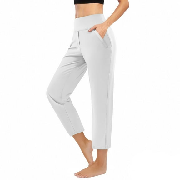 ZyeKqe Womens Pants Casual Summer High Waisted Stretch Golf Travel Athletic Work Ankle Pants with Pockets