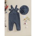 thumbnail image 4 of Suealasg Infant Baby Boy Girl Denim Suspender Jumpsuit Newborn Sleeveless Elk Print Overalls Hat Toddler Causal Bodysuit Clothes 0-24 Months, 4 of 8
