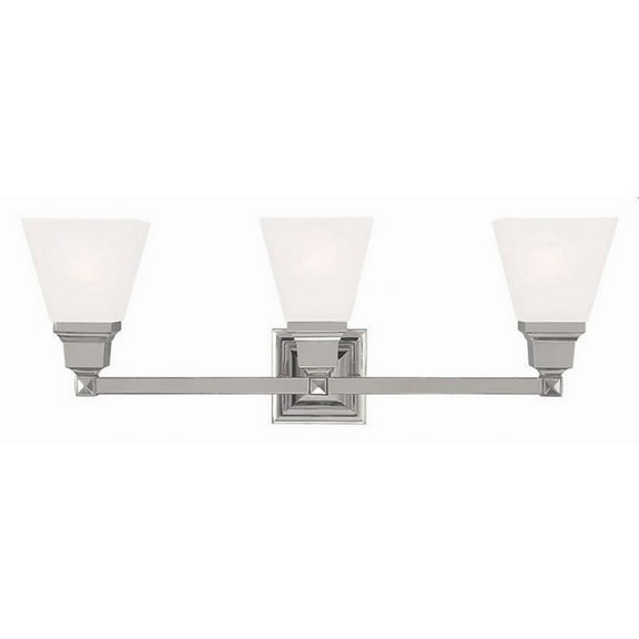 3 Light Bathroom Light in New Traditional Style 25.25 inches Wide By 9.5 inches High-Polished Nickel Finish Bailey Street Home 218-Bel-1764387