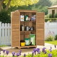 thumbnail image 3 of MCombo Tall Garden 1.52 x 2.85 ft. Wood Storage Shed, Brown, 3 of 8