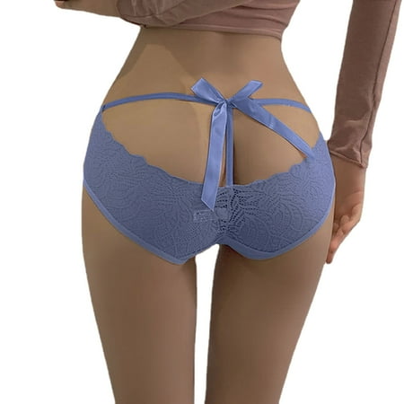 YHGFVOKJ Womens Underwear Lace Bow Thongs T Back Low Waist Breathable Brief Sexy Seamless V Shape Design Floral Lace Panties Lingerie for Women BU1 M