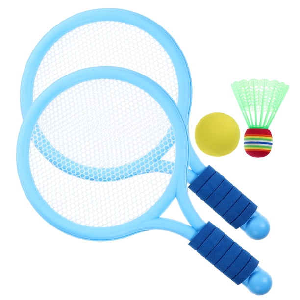 EeaseMX 2 raquetas de tenis de juguete con dibujos animados, divertidas para actividades al aire libre, equipo de fitness para niños (azul)