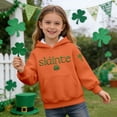 thumbnail image 2 of Kids Waffle St Patrick's Day Hoodie Shamrock Slainte Print Crew Neck Pullover With Pockets Orange 9 Y-10 Y, 2 of 7