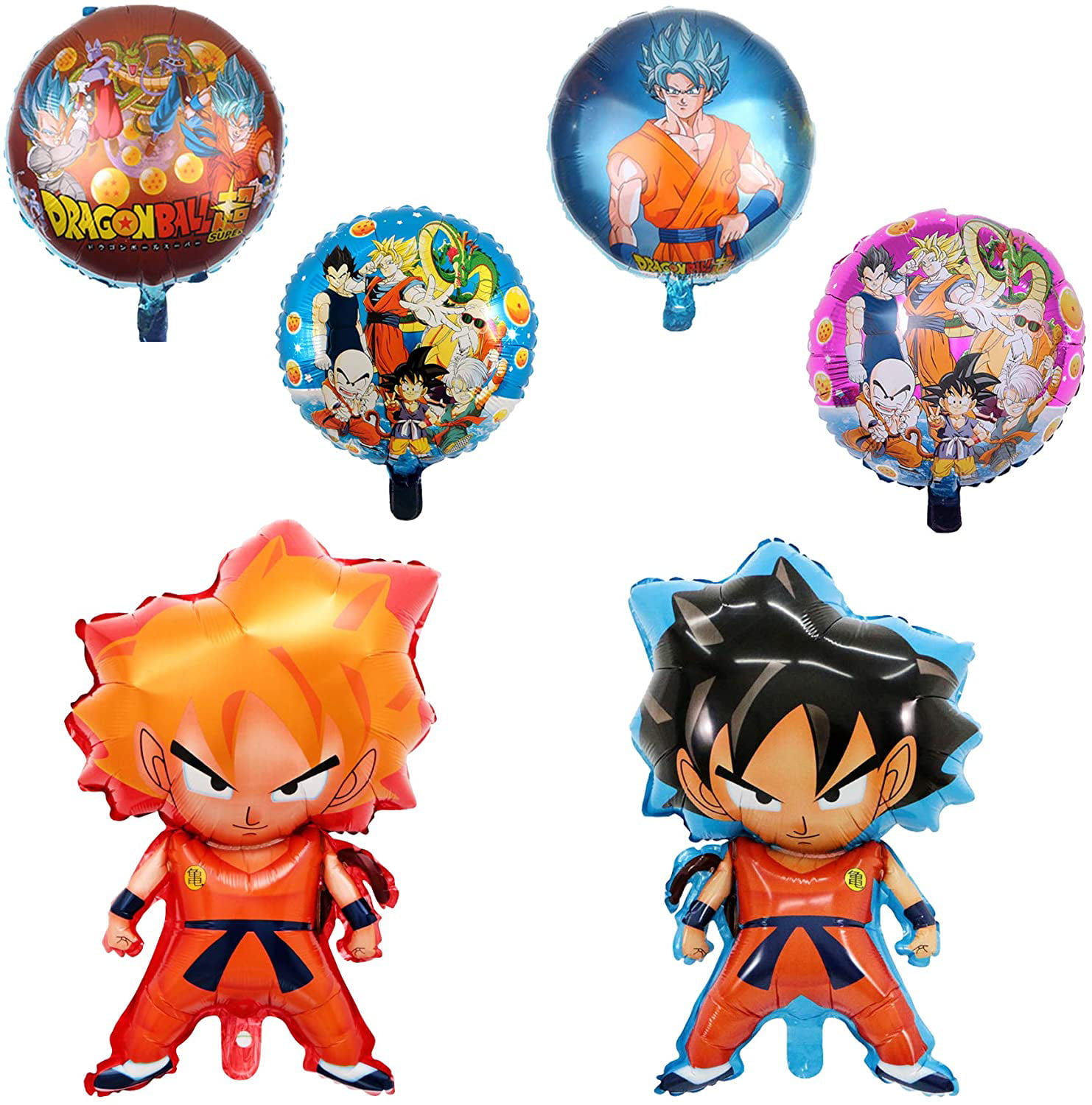 6 Pcs Dragon Ball Z Balloons Birthday Celebration Foil Balloon Set Dbz Super Saiyan Goku Gohan Character Party Decorations Walmart Com Walmart Com