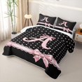 thumbnail image 3 of Manfei Letter A Print Quilt Full,Pink Dreamy Bow Full Bedspread Sets,3pcs,1 Coverlet and 2 Pillowcases, 3 of 7