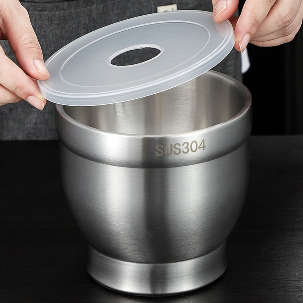 304Stainless Steel Garlic Grinder Salt and Pestle Pedestals Bowl Garlic Press Spices Grinder 304Stainless Steel
