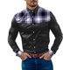 thumbnail image 1 of Camisas De Vestir Para Hombre Camisa de manga larga con botón de solapa y bloque de color a cuadros informal a la para hombre (Black, XL), 1 of 5