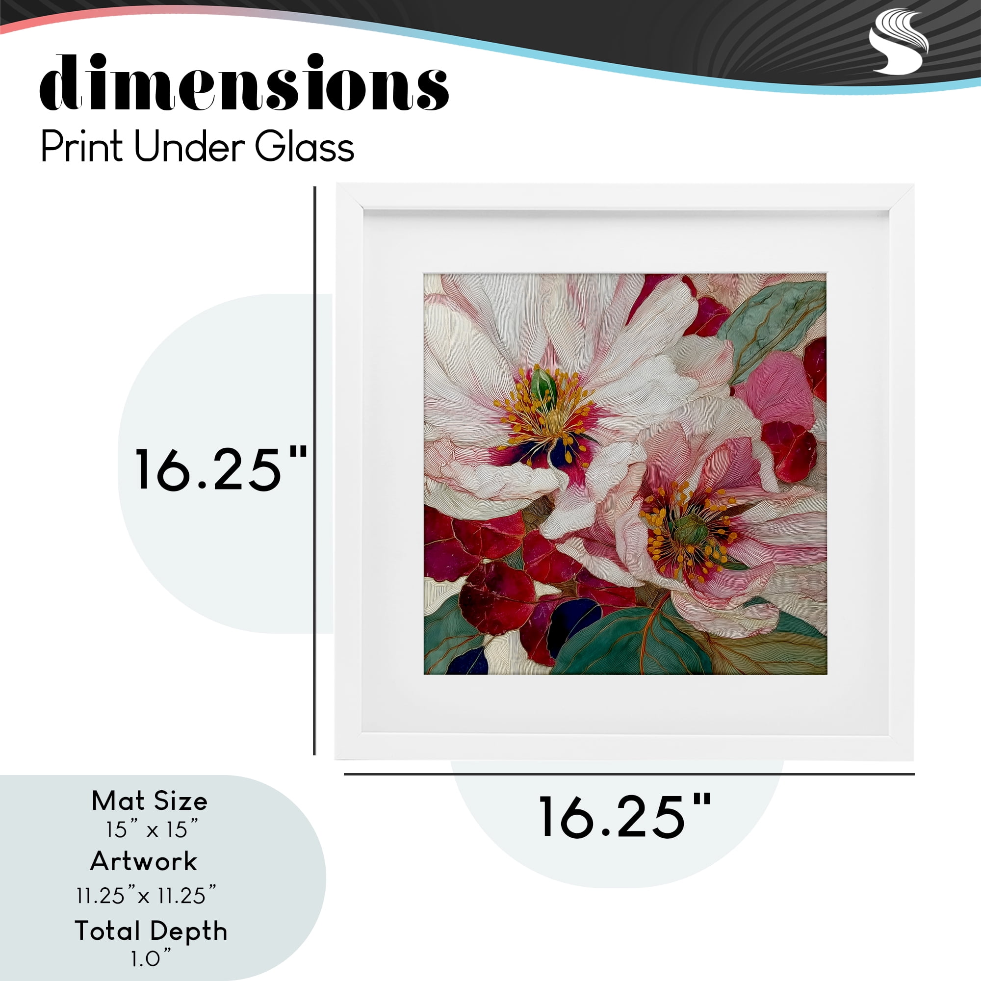 Cimarron Flowers Ornate Details White Framed Print Under Glass, design by Annabelle Hall