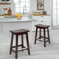 thumbnail image 3 of Bar Stools Set of 2, Solid Wooden Saddle-Seat Stools Kitchen Counter Barstool 24-Inch Height Counter Height Pub Chairs for Dinning Room Kitchen, 3 of 7