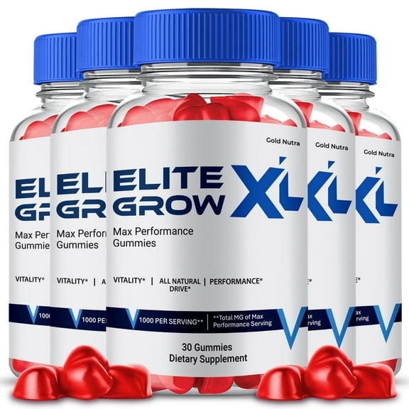 (5 Pack) Elite Grow XL Gummies for Men, Advanced Formula, Elite Grow XL Supplement for Men All Natural Maximum Strength