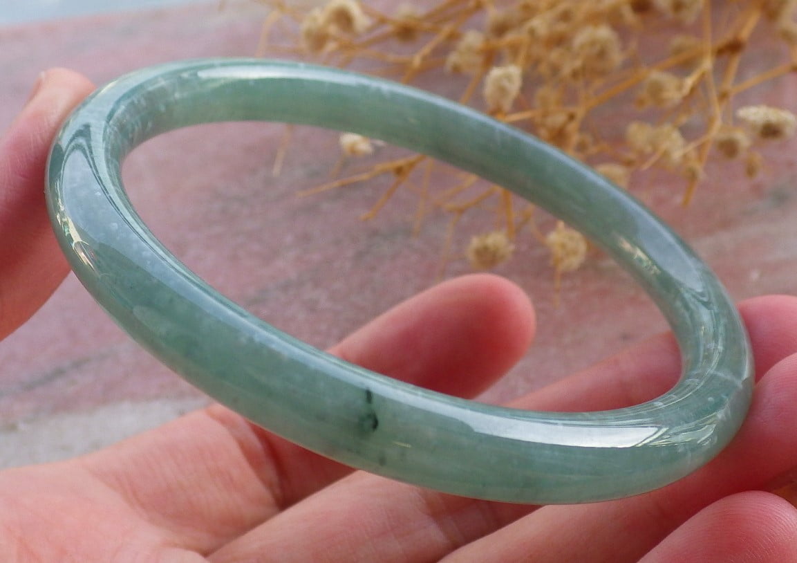 Icy Green Natural A JADE Jadeite Circle Bangle Bracelet 58 mm 683733 TN