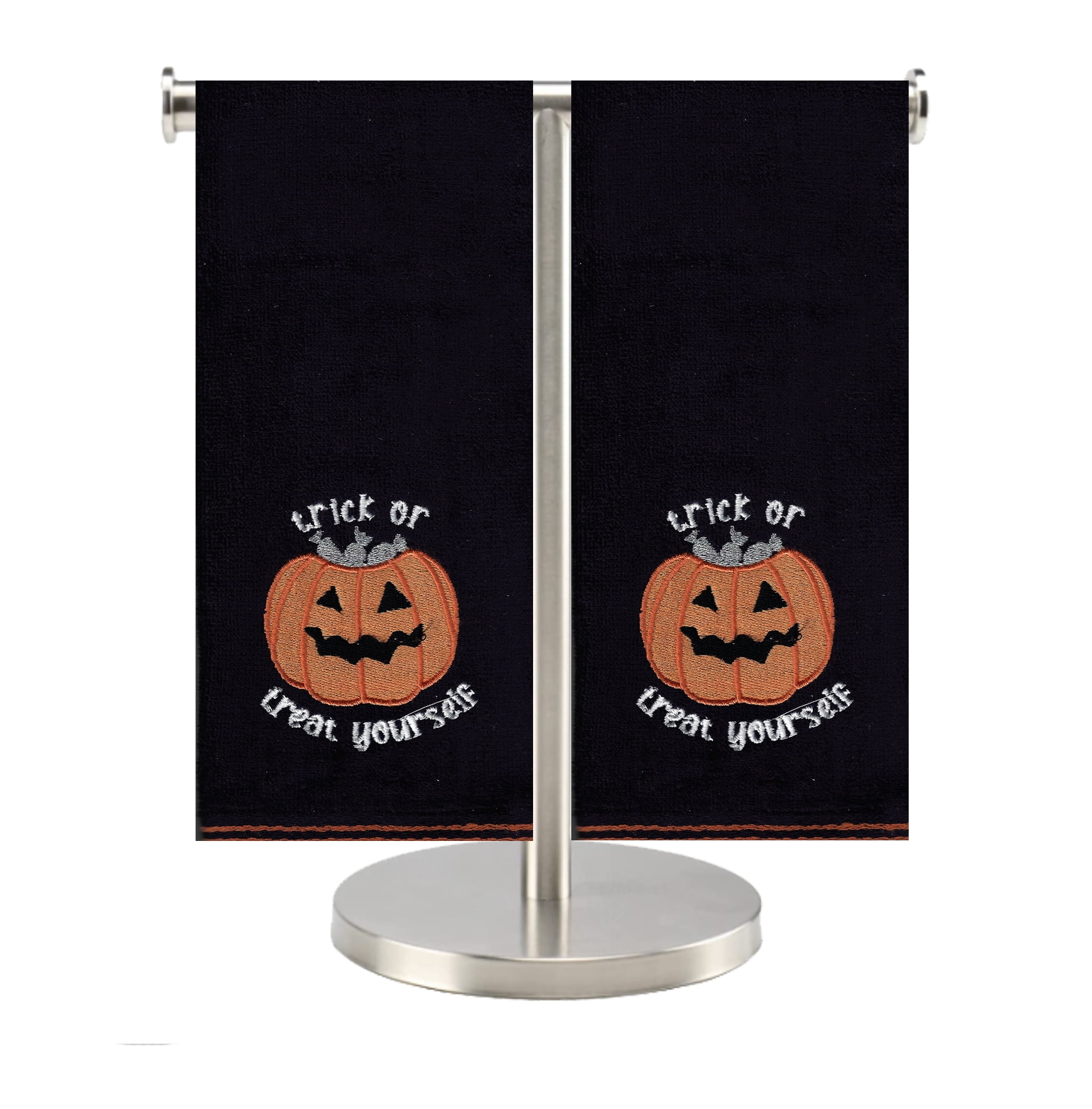 Halloween Towels Black Bath Hand Towel 2 Pack Pumpkin Lets Party