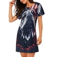 thumbnail image 2 of Sikiie Bulldog avec Imprimé Drapeau de Forêt Chemise de Nuit à Manches Courtes pour Femmes, Col Rond, Pyjama d'Été pour la Maison, 2 of 6