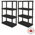 thumbnail image 1 of Hyper Tough Plastic Shelf Garage Storage Shelves 4-Tier 56"H x 18"D x 36"W 2-Pack Black-600 lb Total Capacity, 1 of 7