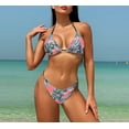 thumbnail image 4 of Elainilye Fashion Women's Bikini Swimsuit Triangle Top Side Tie Bottom Bikini Swimwear Bathing Suit,Pink, 4 of 4