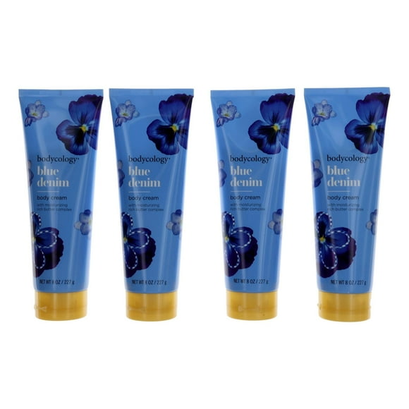 Crema corporal hidratante Bodycology Blue Denim, 240 ml, paquete de 4