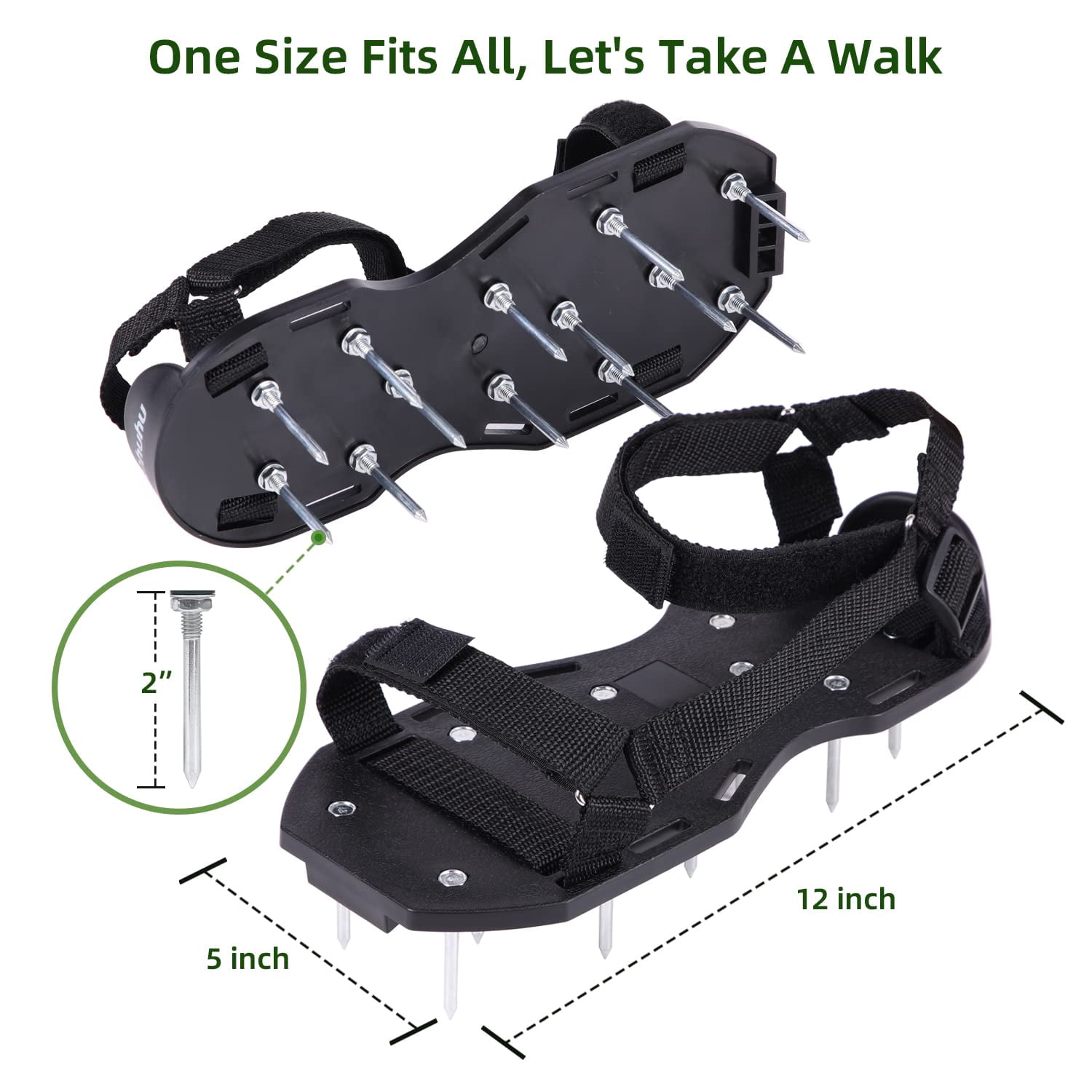Lawn Aerator Shoes With Stainless Steel Shovel  Free-installation Aerating Shoe Hook&loop Straps Heavy Duty One-size-fits-all Spiked Sandals For Garden Grass