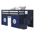 thumbnail image 4 of Bedz King Contemporary Low Loft Twin Bed with 3 Step-Stairway, Blue with Blue & White Tent, 4 of 9