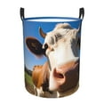 thumbnail image 1 of Balery Blue Sky Meadow Cute Cow Cesta de ropa redonda con asas, impermeable, independiente, para ropa, juguetes, dormitorio y familia-Medium, 1 of 6