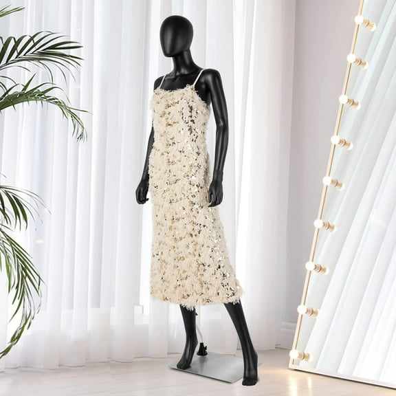 Female Mannequin Full Body, Adjustable Full Body Lady Mannequin with Metal Stand, Dress Form Display Manikin Realistic Mannequins for Retail Clothing Shops, Black