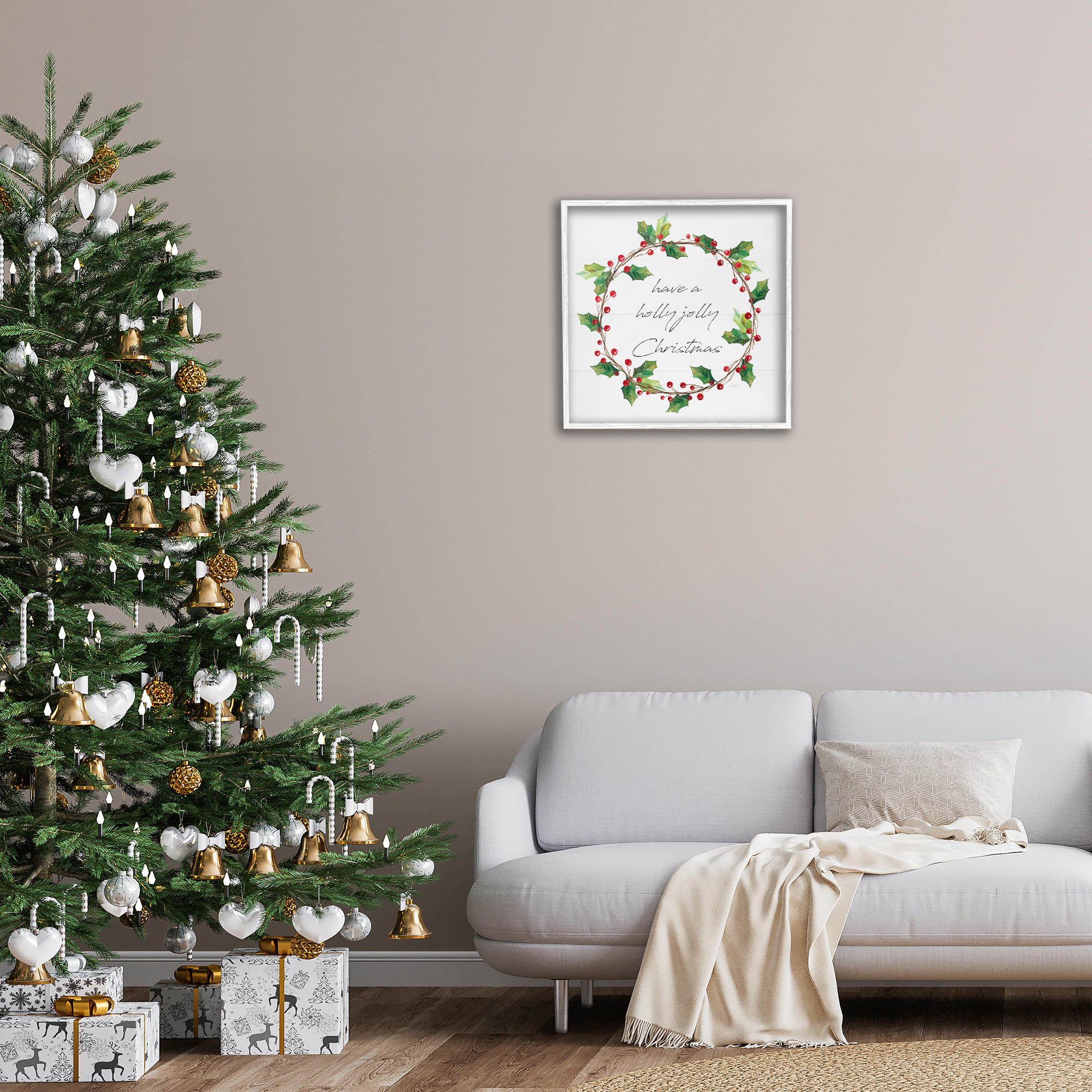 Stupell Industries Christmas Seasonal Phrase Holiday Painting White Framed Art Prints Wall Art, 24 x 24