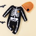 thumbnail image 2 of Newborn Baby Boy Girl Halloween Outfits Long Sleeve Romper Skeleton Jumpsuit Outfit Skul𝐥 Clothes with Hat, 2 of 5