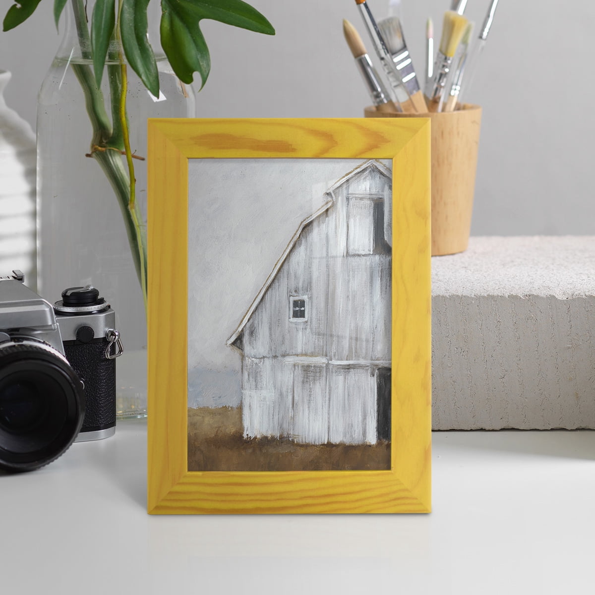 Abandoned Barn II -Framed Print w/glass-Sunflower Yellow
