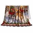 thumbnail image 2 of Christmas Village Winter Scene Golden Retriever Pulling Wagon, Festive Pet Portrait Pattern, Warm Flannel Blanket for Living Room and Reading Nook, Dog Lovers Christmas Gift, Pet Lover Home Decor, 2 of 7