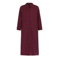 thumbnail image 6 of Jinhomg Women's Casual Maxi Dress Loose Fit Comfy Button Down Cotton Dresses Spring Summer Long Sleeve Lapel Shirt Dresses with Pockets Red M, 6 of 10