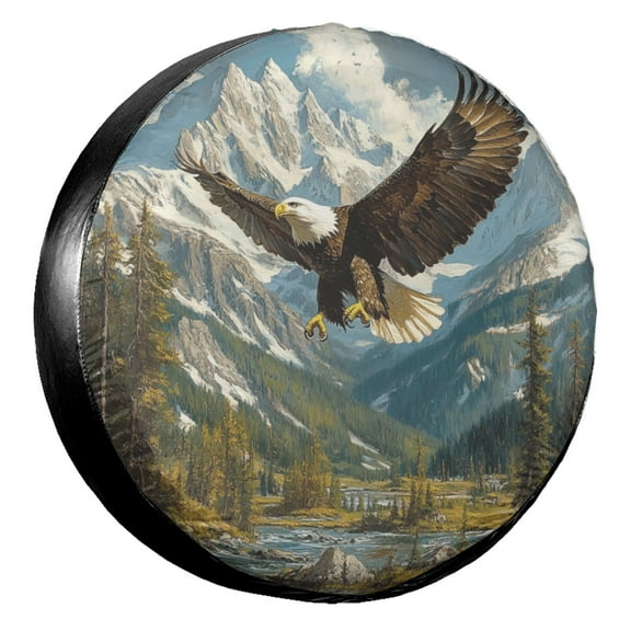 KAKALAD Flying Eagle 01 Spare Tire Cover Wheel Protectors Weatherproof Universal Vehicle Dust-Proof for Trailer Rv SUV Truck Camper Travel Trailer Accessories 14 ” Inch