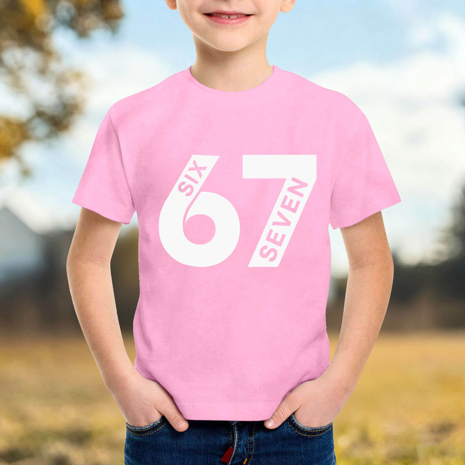 Funny Six Seven 67 Shirt Kids Boys Girls Short Sleeve Tops Casual